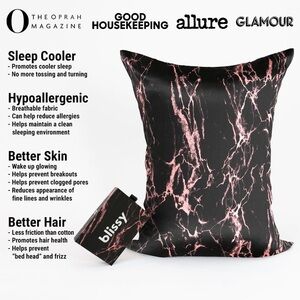 BLISSY Zippered Rose Black Marbled King Size Pillowcase (PAIR)